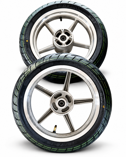 14-Inch Chrome Supermoto Mag Wheel Set