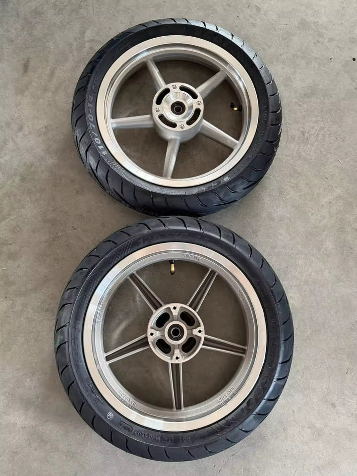 14-Inch Chrome Supermoto Wheel Set