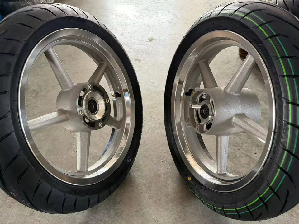 14-Inch Chrome Supermoto Wheel Set